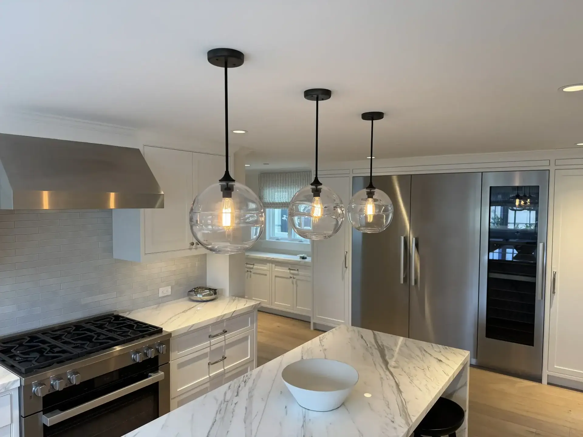 Kitchen with invisible in-ceiling Sonance speakers